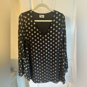 Show me your MuMu gold polka dot bell sleeve dress